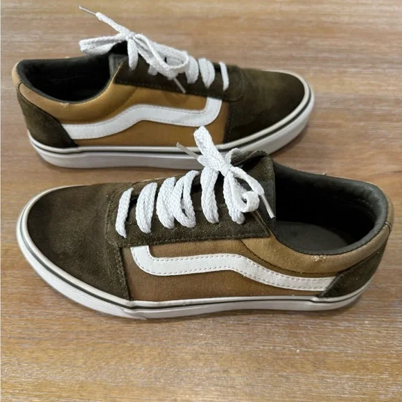 Vans Women Size 7 Old Skool Sneaker Shoes Green Brown - Picture 5 of 8